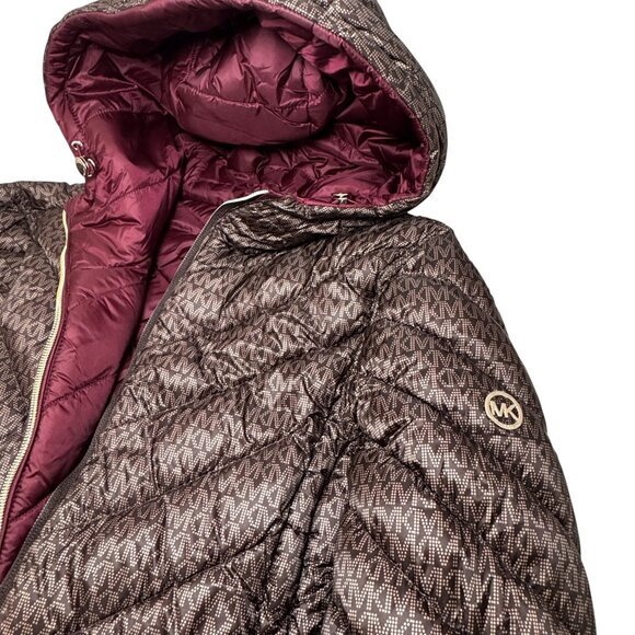 MICHAEL Michael Kors Reversible Packable Hooded Chevron Jacket size S New - Picture 10 of 12